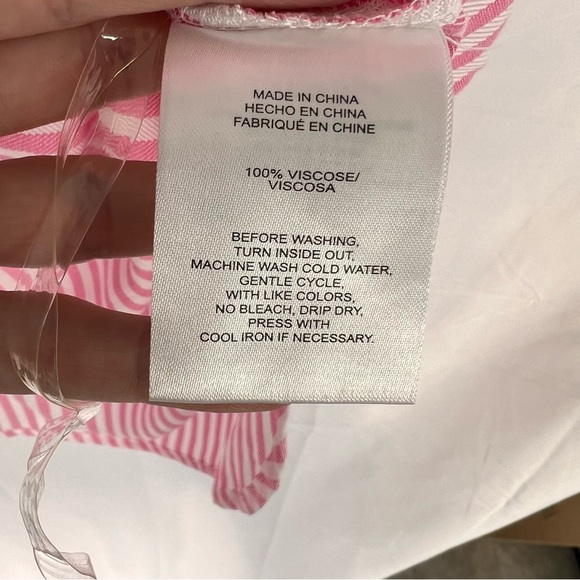NWT Jones New York Pink & White Pinstripe Tunic Blouse Cuffed Sleeves, Smallββββ - Picture 4 of 8